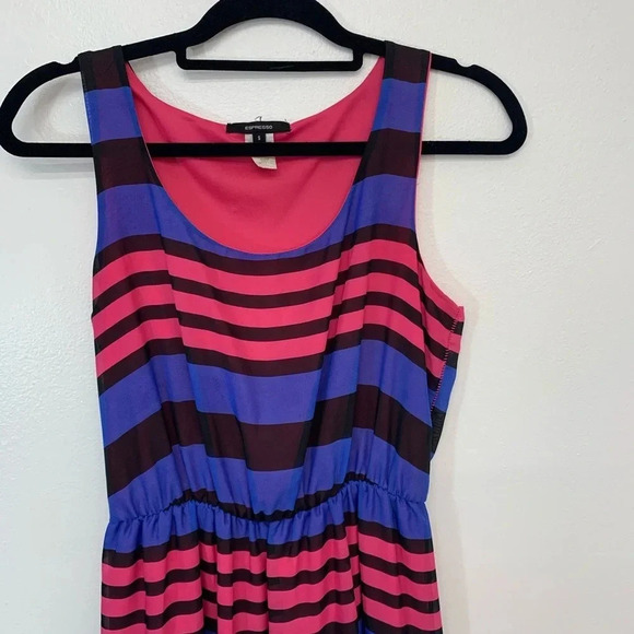 Espresso Maxi Dress Small Colorful Blue Pink Sheer Lined Sleeveless Boho G90 - Picture 3 of 8